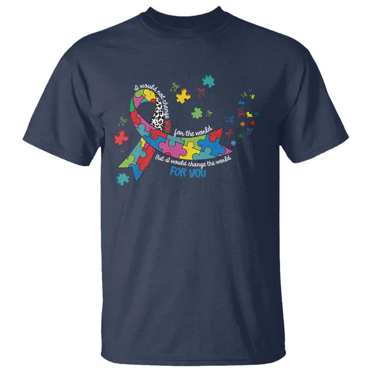 Autism Awareness Coquette Bow T Shirt Special Education Teacher TS10 Navy Print Your Wear