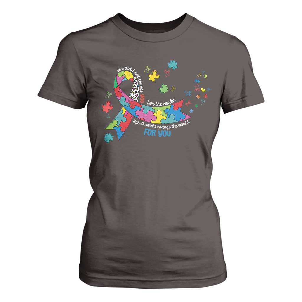 Autism Awareness Coquette Bow T Shirt For Women Special Education Teacher TS10 Dark Chocolate Print Your Wear