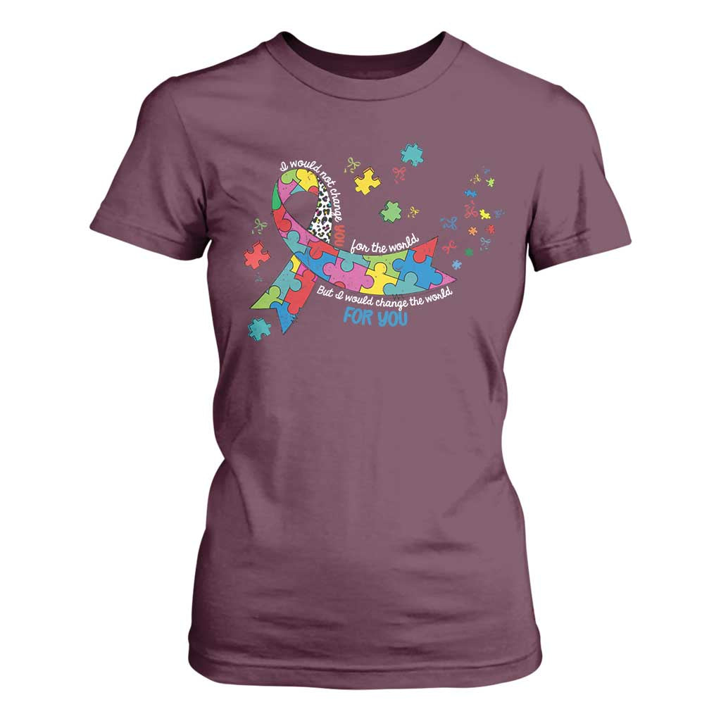 Autism Awareness Coquette Bow T Shirt For Women Special Education Teacher TS10 Maroon Print Your Wear