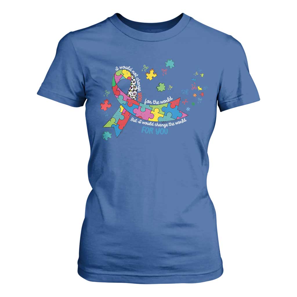 Autism Awareness Coquette Bow T Shirt For Women Special Education Teacher TS10 Royal Blue Print Your Wear