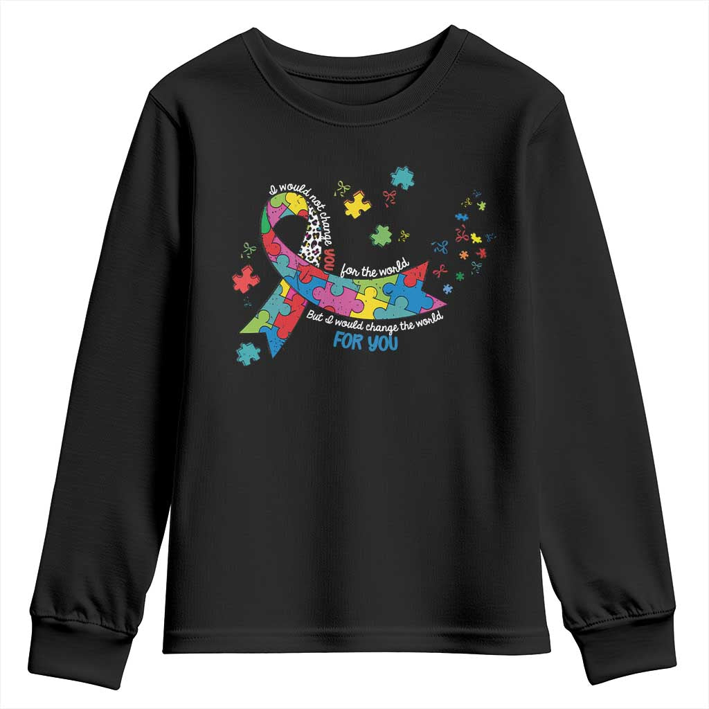Autism Awareness Coquette Bow Youth Sweatshirt Special Education Teacher TS10 Black Print Your Wear