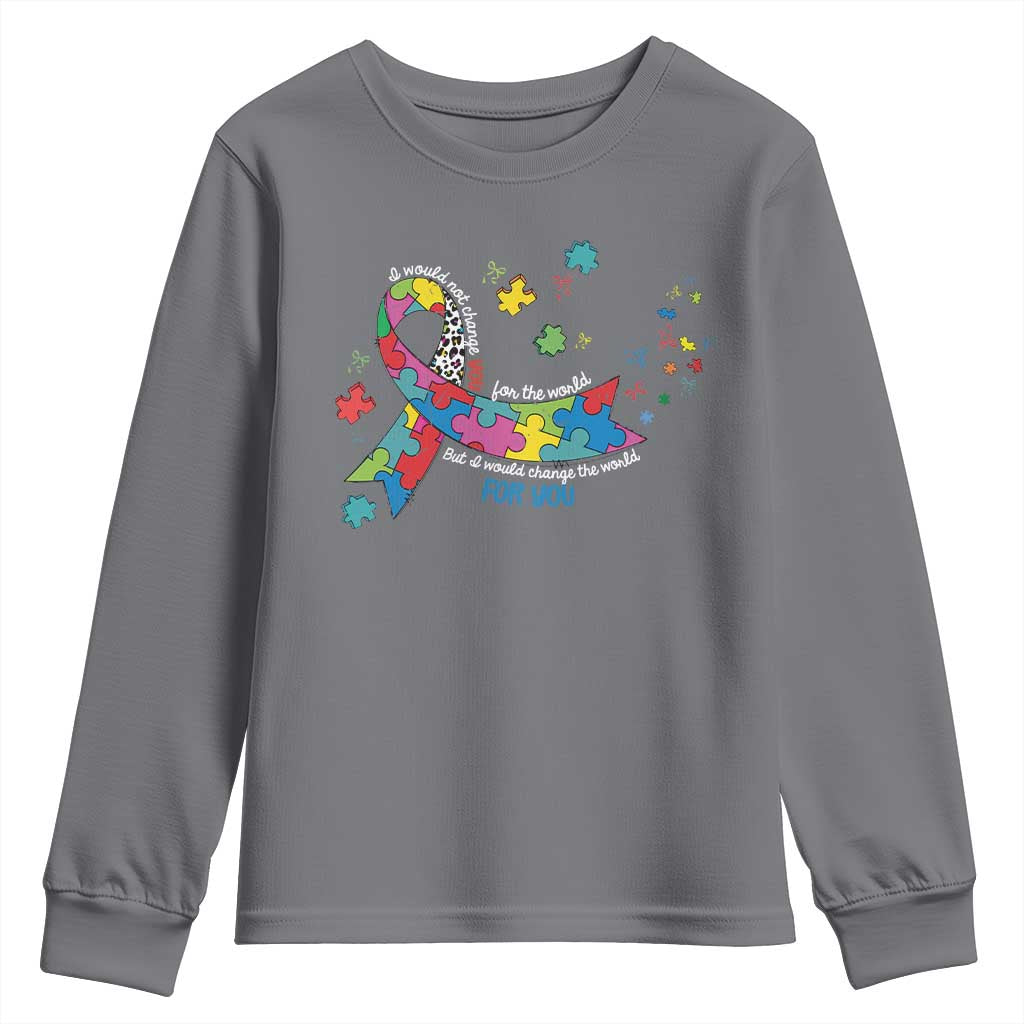 Autism Awareness Coquette Bow Youth Sweatshirt Special Education Teacher TS10 Charcoal Print Your Wear