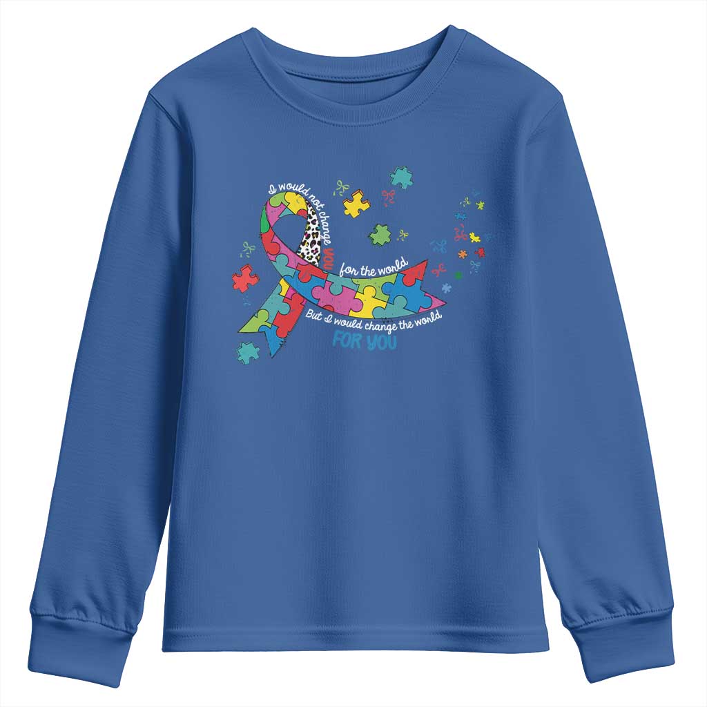 Autism Awareness Coquette Bow Youth Sweatshirt Special Education Teacher TS10 Royal Blue Print Your Wear