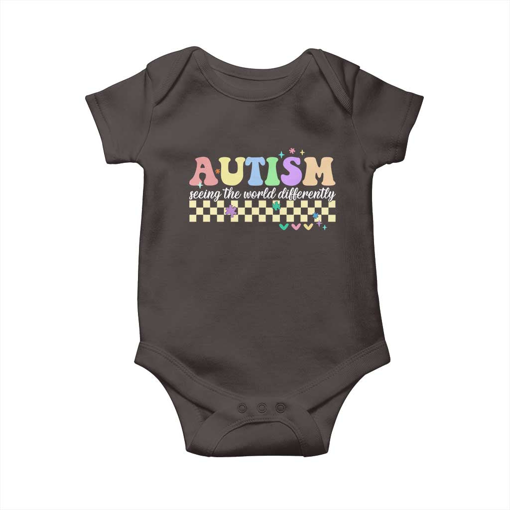 Autism Acceptance Month Baby Onesie Seeing the World Differently TS10 Dark Chocolate Print Your Wear