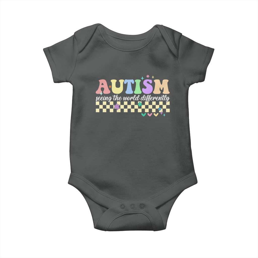 Autism Acceptance Month Baby Onesie Seeing the World Differently TS10 Dark Heather Print Your Wear
