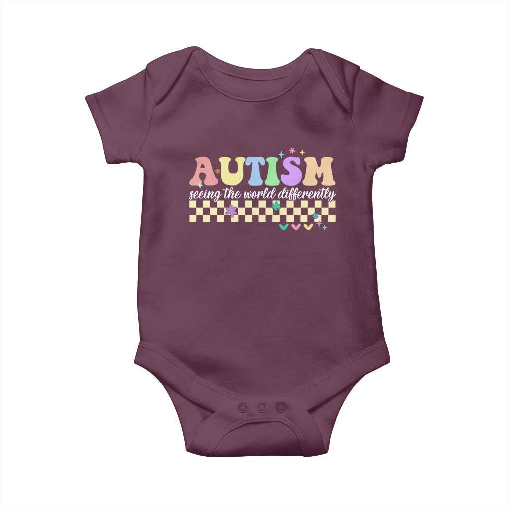 Autism Acceptance Month Baby Onesie Seeing the World Differently TS10 Maroon Print Your Wear