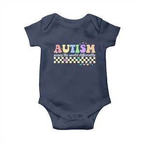 Autism Acceptance Month Baby Onesie Seeing the World Differently TS10 Navy Print Your Wear