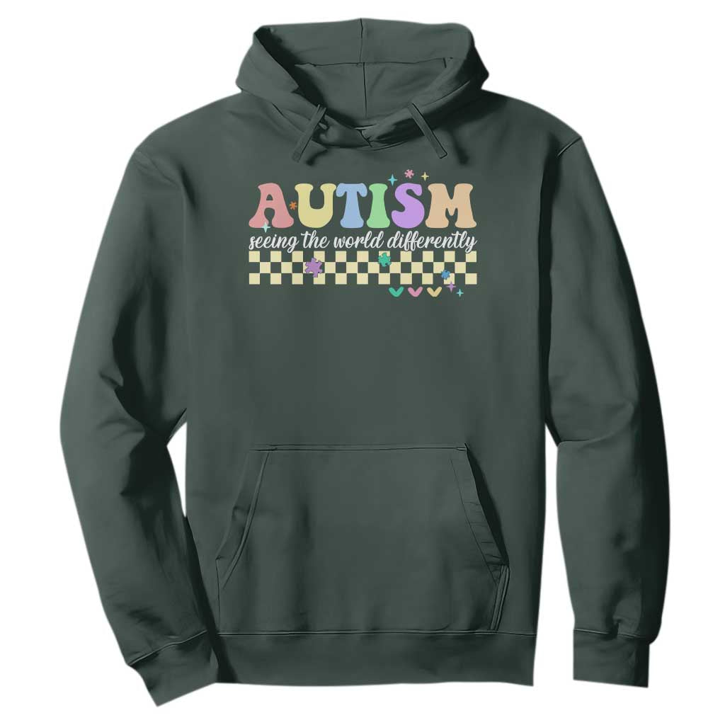 Autism Acceptance Month Hoodie Seeing the World Differently TS10 Dark Forest Green Print Your Wear