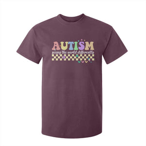 Autism Acceptance Month T Shirt For Kid Seeing the World Differently TS10 Maroon Print Your Wear