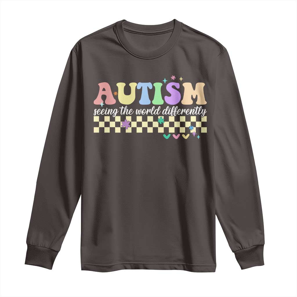 Autism Acceptance Month Long Sleeve Shirt Seeing the World Differently TS10 Dark Chocolate Print Your Wear