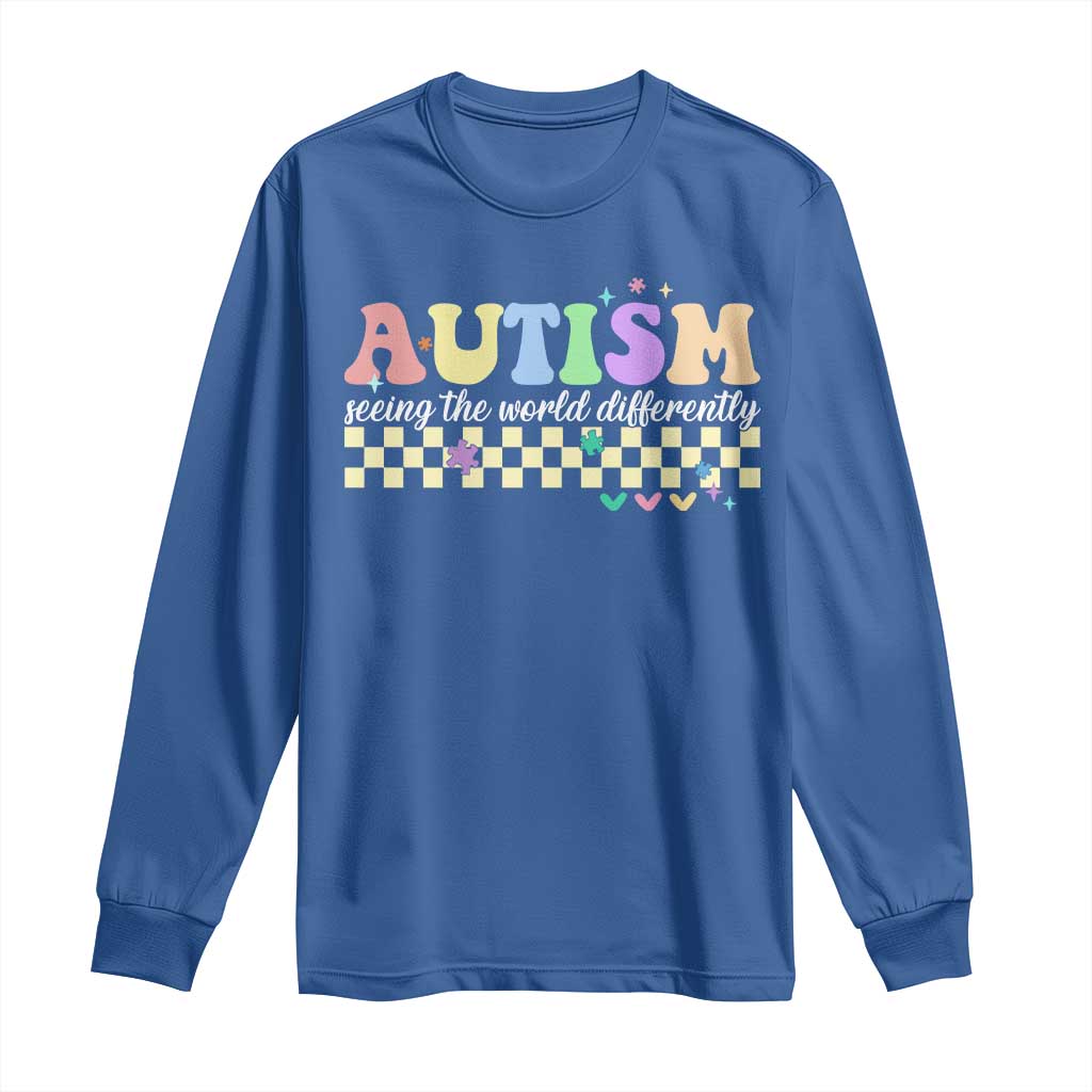 Autism Acceptance Month Long Sleeve Shirt Seeing the World Differently TS10 Royal Blue Print Your Wear