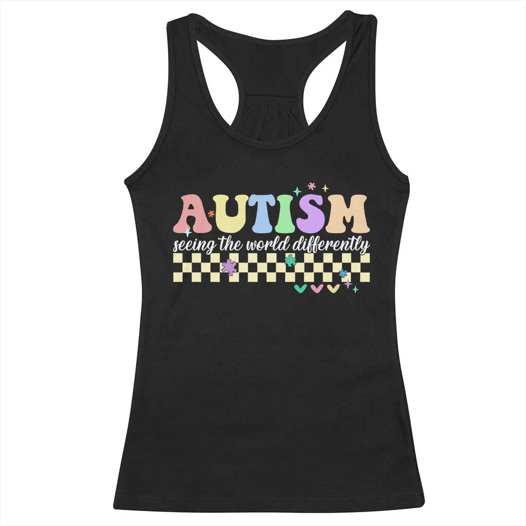 Autism Acceptance Month Racerback Tank Top Seeing the World Differently TS10 Black Print Your Wear