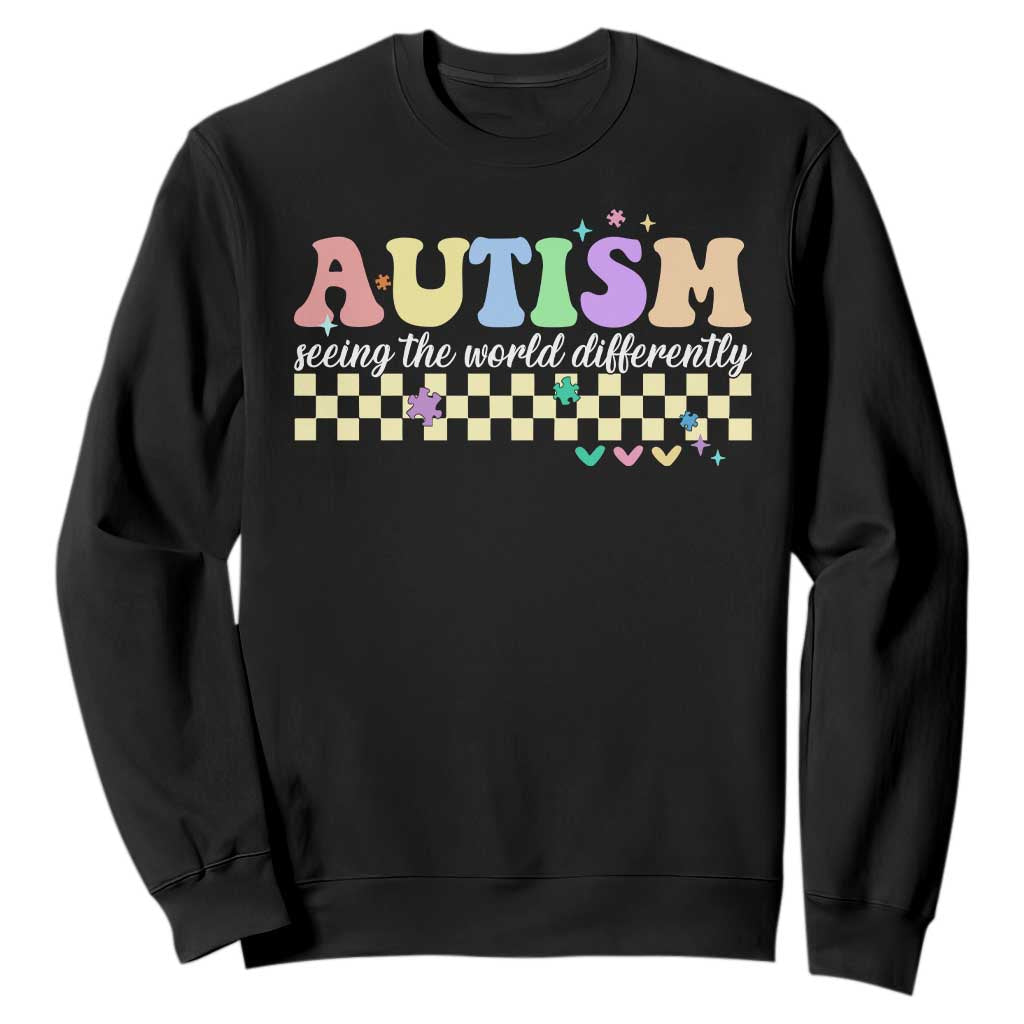 Autism Acceptance Month Sweatshirt Seeing the World Differently TS10 Black Print Your Wear