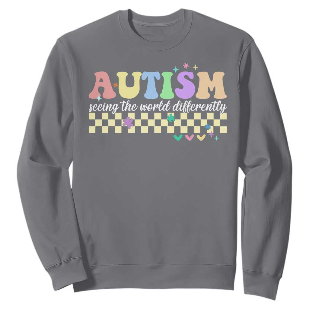 Autism Acceptance Month Sweatshirt Seeing the World Differently TS10 Charcoal Print Your Wear