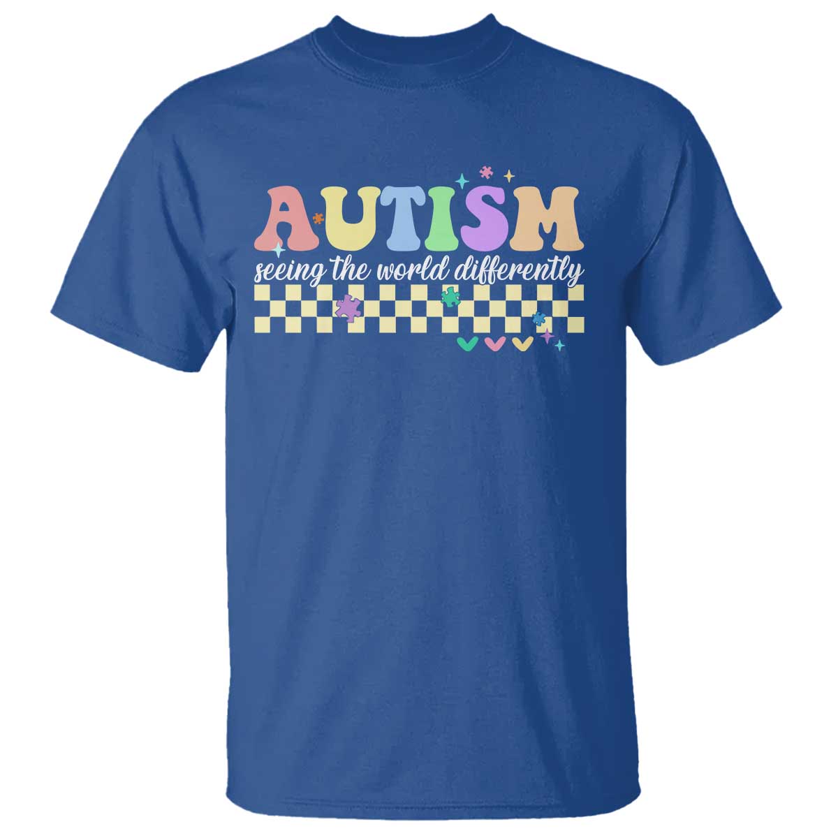 Autism Acceptance Month T Shirt Seeing the World Differently TS10 Royal Blue Print Your Wear