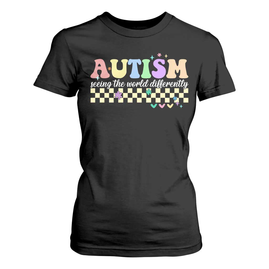 Autism Acceptance Month T Shirt For Women Seeing the World Differently TS10 Black Print Your Wear