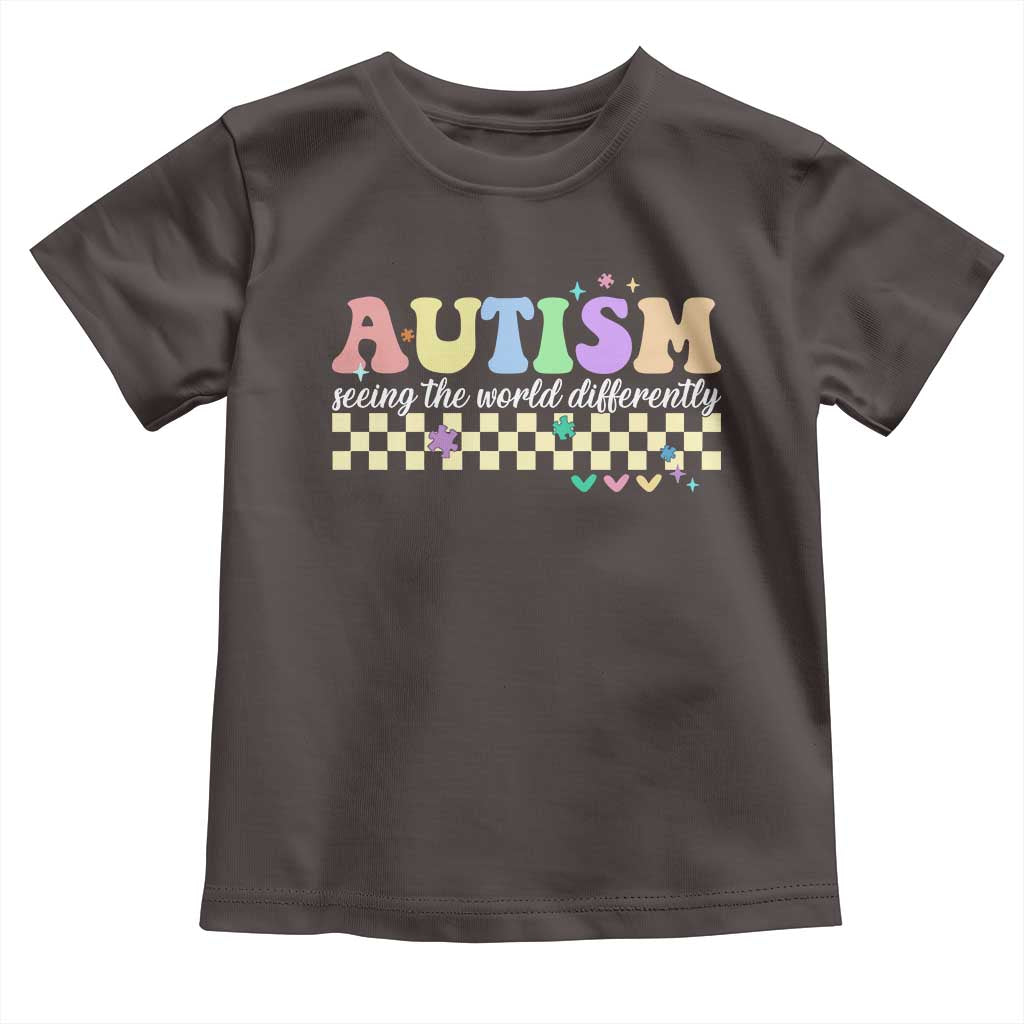 Autism Acceptance Month Toddler T Shirt Seeing the World Differently TS10 Dark Chocolate Print Your Wear