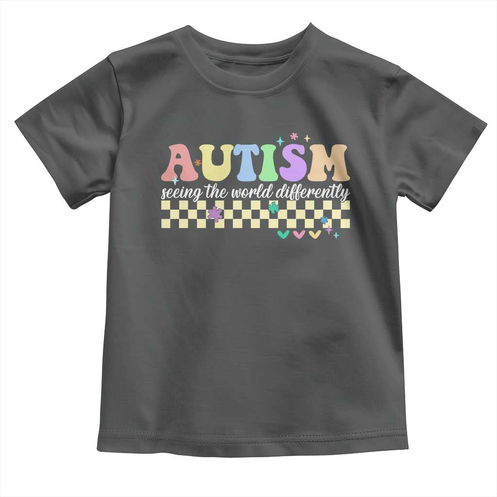 Autism Acceptance Month Toddler T Shirt Seeing the World Differently TS10 Dark Heather Print Your Wear