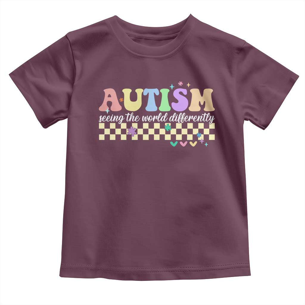 Autism Acceptance Month Toddler T Shirt Seeing the World Differently TS10 Maroon Print Your Wear