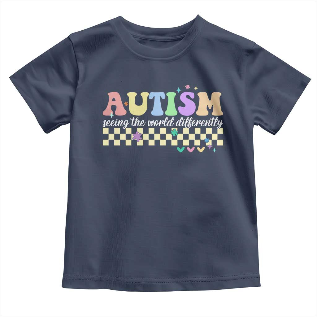 Autism Acceptance Month Toddler T Shirt Seeing the World Differently TS10 Navy Print Your Wear