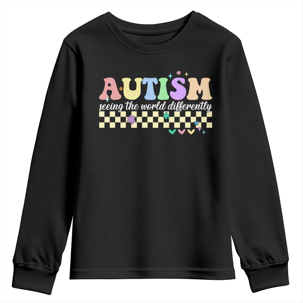 Autism Acceptance Month Youth Sweatshirt Seeing the World Differently TS10 Black Print Your Wear