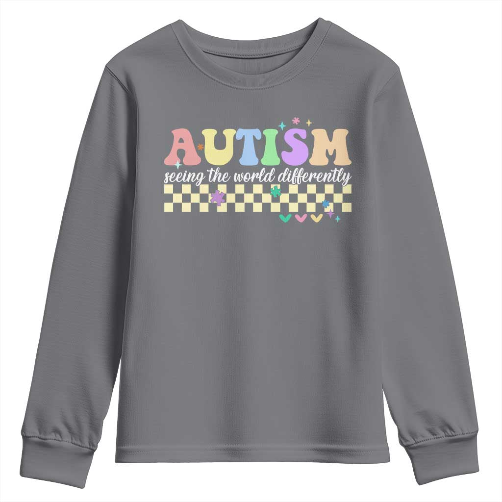 Autism Acceptance Month Youth Sweatshirt Seeing the World Differently TS10 Charcoal Print Your Wear