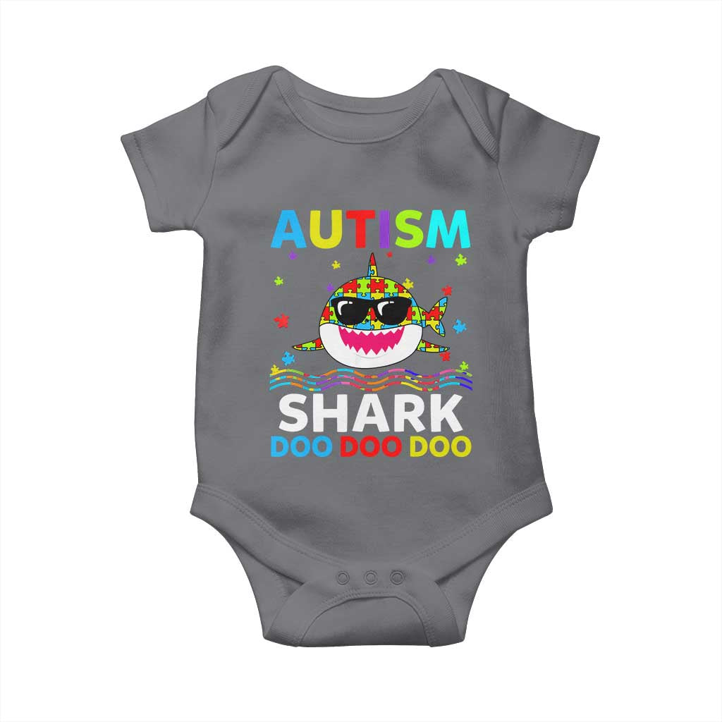 Funny Autism Shark Baby Onesie Puzzle Piece Autistic Mom Dad Sped Teacher TS10 Charcoal Print Your Wear