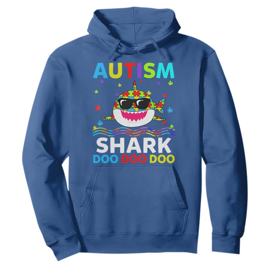 Funny Autism Shark Hoodie Puzzle Piece Autistic Mom Dad Sped Teacher TS10 Royal Blue Print Your Wear