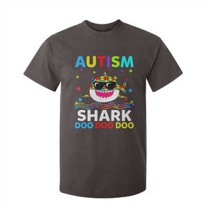 Funny Autism Shark T Shirt For Kid Puzzle Piece Autistic Mom Dad Sped Teacher TS10 Dark Chocolate Print Your Wear