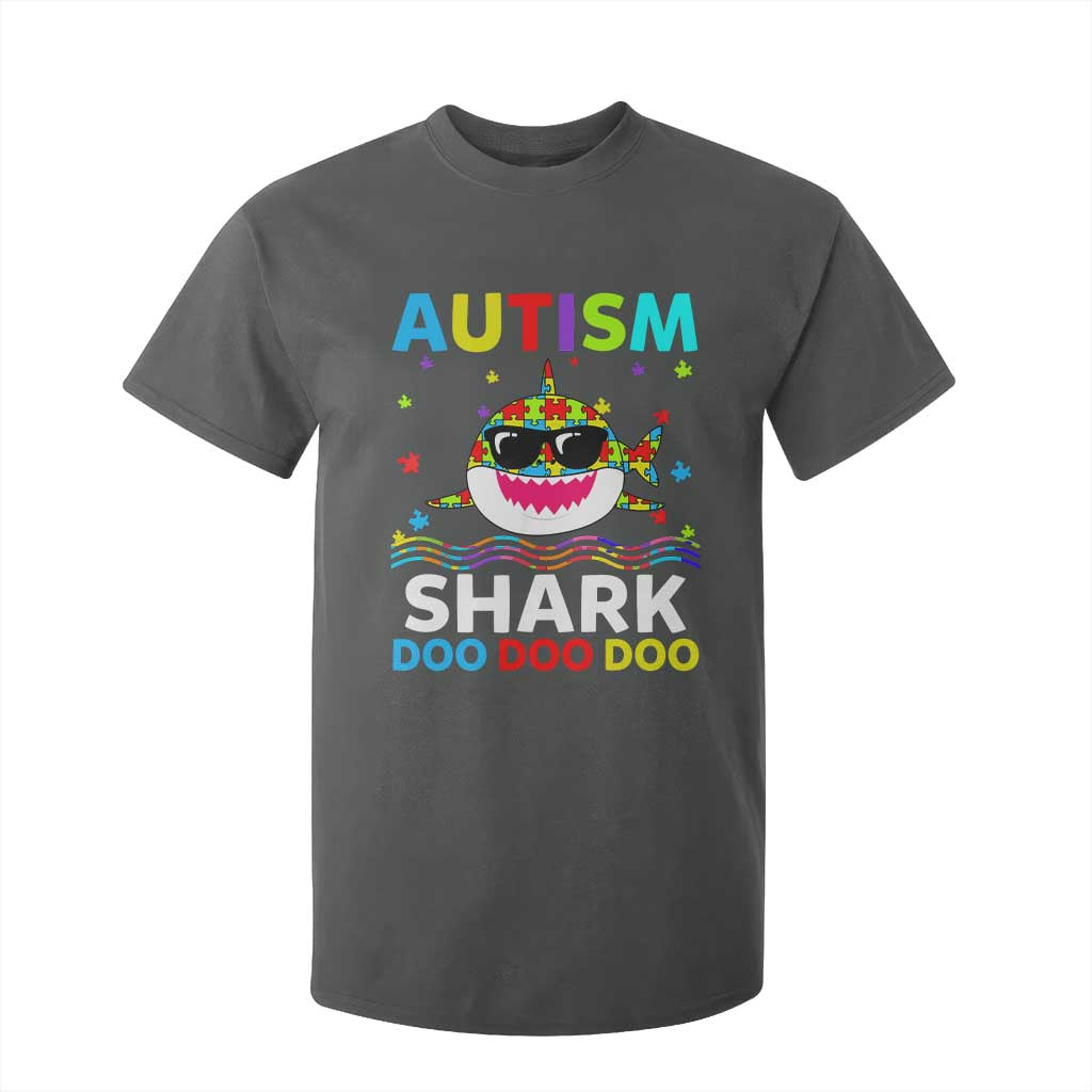 Funny Autism Shark T Shirt For Kid Puzzle Piece Autistic Mom Dad Sped Teacher TS10 Dark Heather Print Your Wear