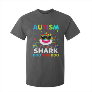 Funny Autism Shark T Shirt For Kid Puzzle Piece Autistic Mom Dad Sped Teacher TS10 Dark Heather Print Your Wear