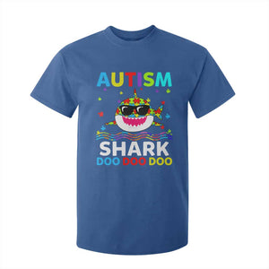 Funny Autism Shark T Shirt For Kid Puzzle Piece Autistic Mom Dad Sped Teacher TS10 Royal Blue Print Your Wear