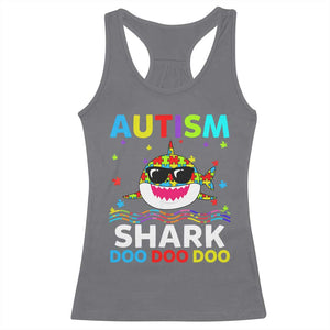 Funny Autism Shark Racerback Tank Top Puzzle Piece Autistic Mom Dad Sped Teacher TS10 Charcoal Print Your Wear