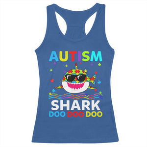 Funny Autism Shark Racerback Tank Top Puzzle Piece Autistic Mom Dad Sped Teacher TS10 Royal Blue Print Your Wear