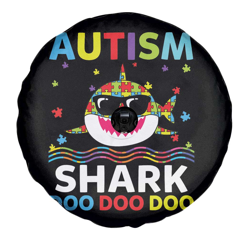 Funny Autism Shark Spare Tire Cover Puzzle Piece Autistic Mom Dad Sped Teacher TS10 Print Your Wear