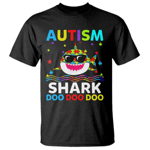 Funny Autism Shark T Shirt Puzzle Piece Autistic Mom Dad Sped Teacher TS10 Black Print Your Wear