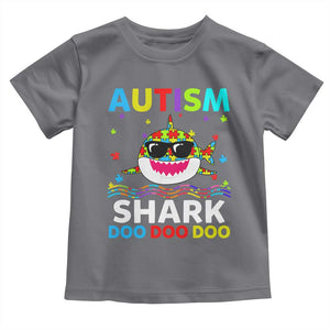 Funny Autism Shark Toddler T Shirt Puzzle Piece Autistic Mom Dad Sped Teacher TS10 Charcoal Print Your Wear