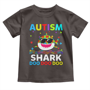 Funny Autism Shark Toddler T Shirt Puzzle Piece Autistic Mom Dad Sped Teacher TS10 Dark Chocolate Print Your Wear