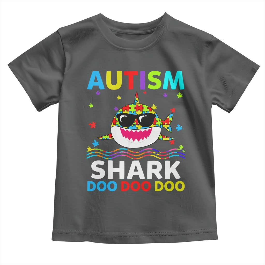 Funny Autism Shark Toddler T Shirt Puzzle Piece Autistic Mom Dad Sped Teacher TS10 Dark Heather Print Your Wear
