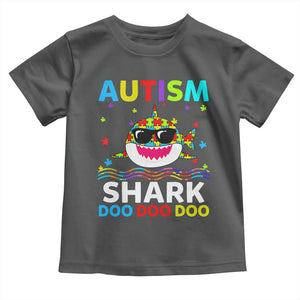 Funny Autism Shark Toddler T Shirt Puzzle Piece Autistic Mom Dad Sped Teacher TS10 Dark Heather Print Your Wear