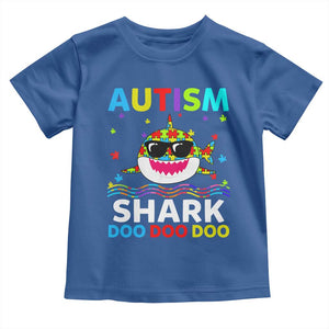 Funny Autism Shark Toddler T Shirt Puzzle Piece Autistic Mom Dad Sped Teacher TS10 Royal Blue Print Your Wear