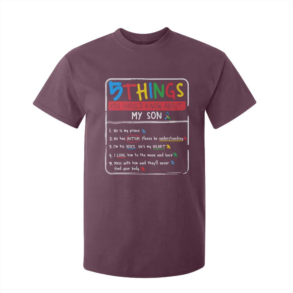 Autistic Son Autism Awareness Mom Dad Parents T Shirt For Kid TS10 Maroon Print Your Wear