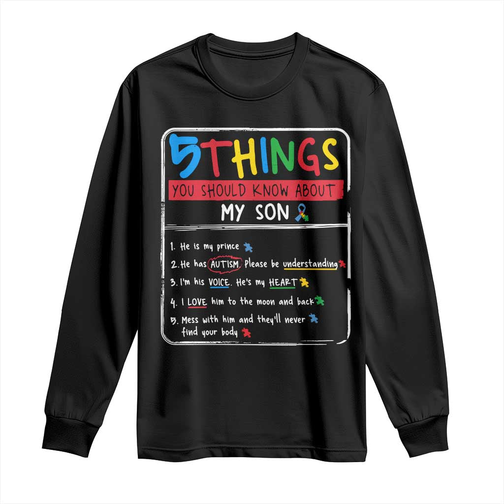 Autistic Son Autism Awareness Mom Dad Parents Long Sleeve Shirt TS10 Black Print Your Wear