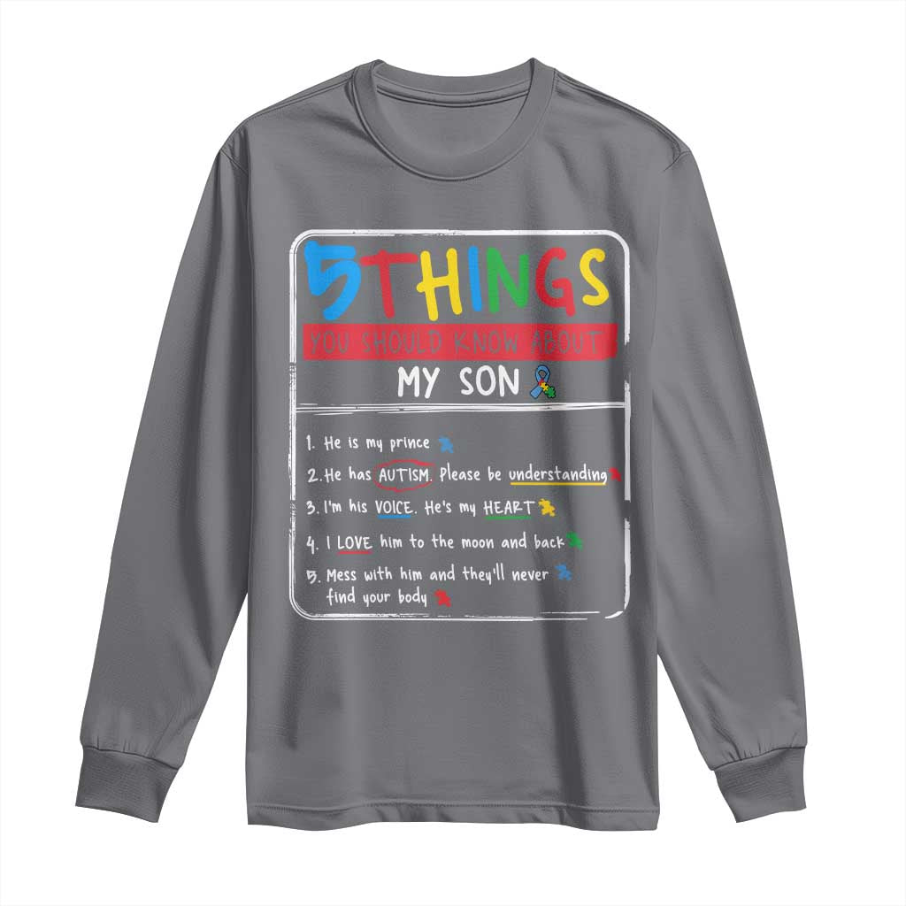 Autistic Son Autism Awareness Mom Dad Parents Long Sleeve Shirt TS10 Charcoal Print Your Wear