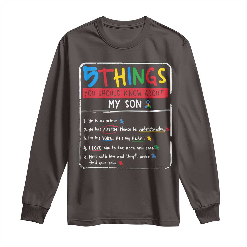 Autistic Son Autism Awareness Mom Dad Parents Long Sleeve Shirt TS10 Dark Chocolate Print Your Wear