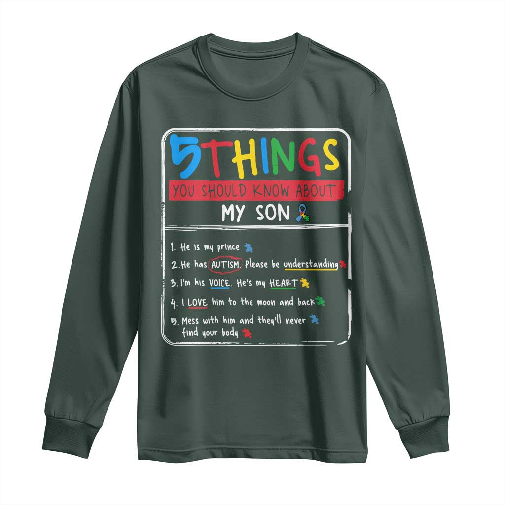 Autistic Son Autism Awareness Mom Dad Parents Long Sleeve Shirt TS10 Dark Forest Green Print Your Wear
