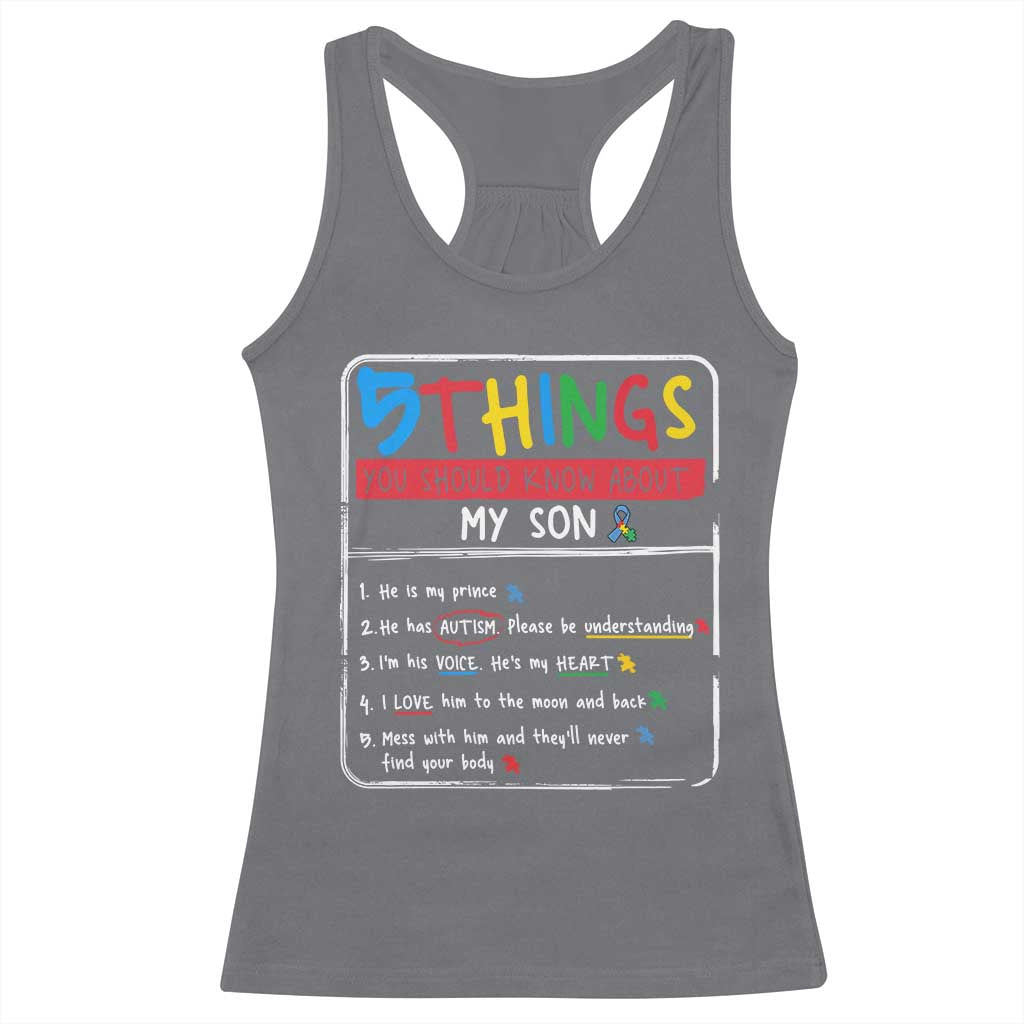 Autistic Son Autism Awareness Mom Dad Parents Racerback Tank Top TS10 Charcoal Print Your Wear