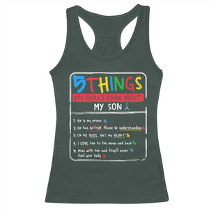 Autistic Son Autism Awareness Mom Dad Parents Racerback Tank Top TS10 Dark Forest Green Print Your Wear