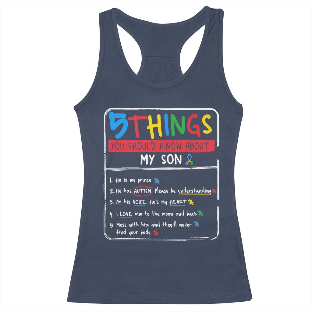 Autistic Son Autism Awareness Mom Dad Parents Racerback Tank Top TS10 Navy Print Your Wear
