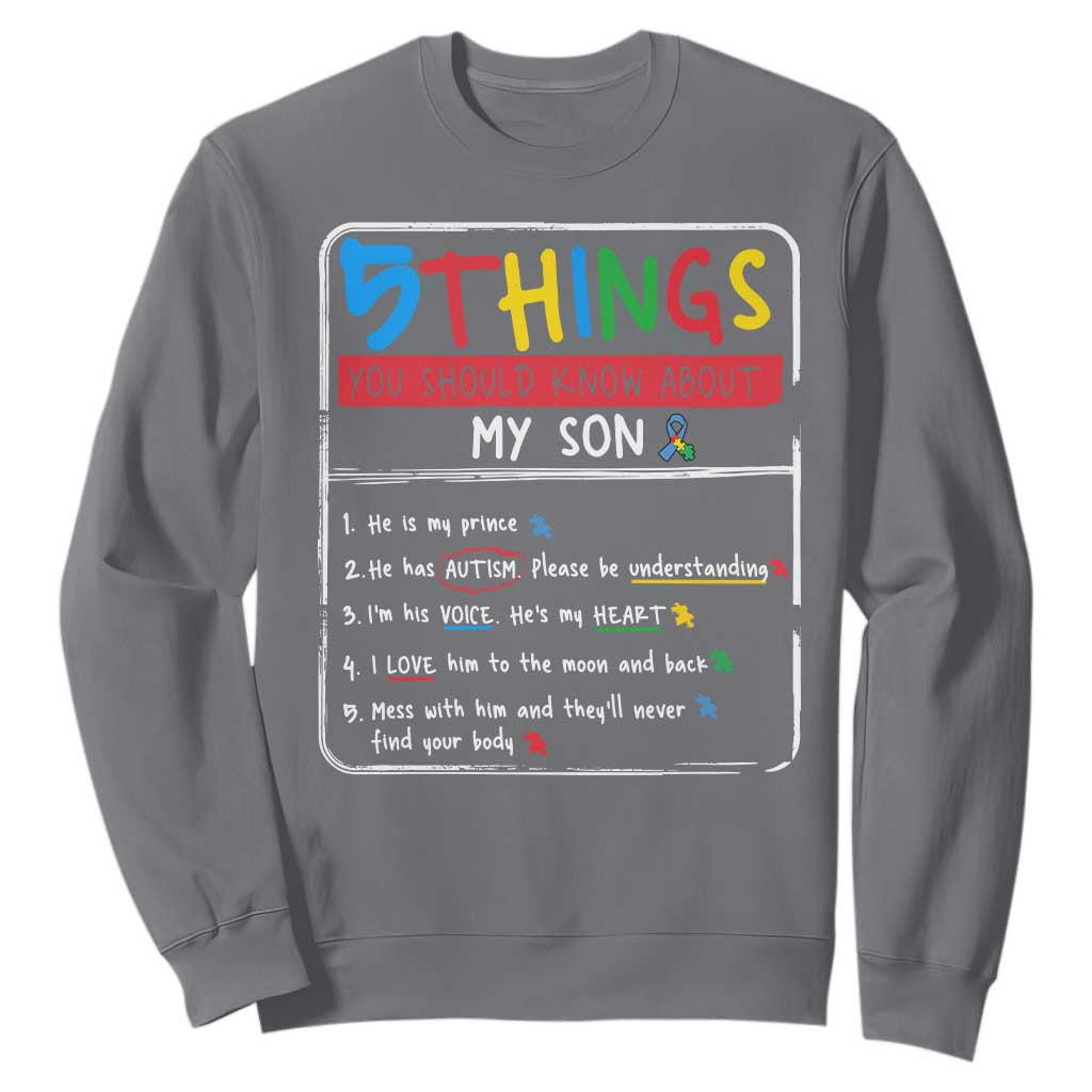 Autistic Son Autism Awareness Mom Dad Parents Sweatshirt TS10 Charcoal Print Your Wear